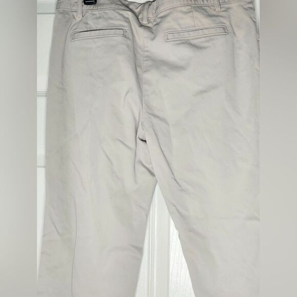 Banana Republic 8P TheLoganFit Full Length Cream Pockets Cotton Zip Women Pants - Picture 8 of 9